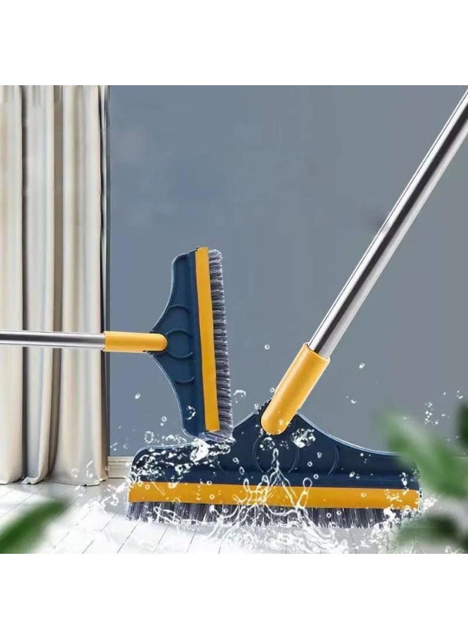 2 in 1 Floor Scrubber Brush with Upgraded Long Handle 3 Poles Stiff Bristle Scrubber Brush with 120 Degree Rotating Mop Rubber for Bathroom Glass and Kitchen Cleaning - Image 2