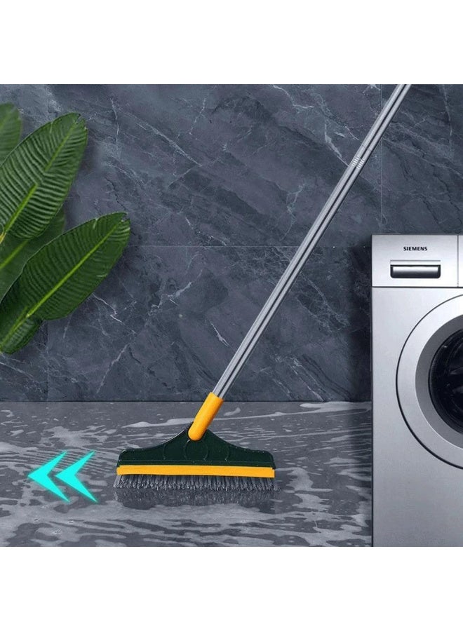 2 in 1 Floor Scrubber Brush with Upgraded Long Handle 3 Poles Stiff Bristle Scrubber Brush with 120 Degree Rotating Mop Rubber for Bathroom Glass and Kitchen Cleaning - Image 1