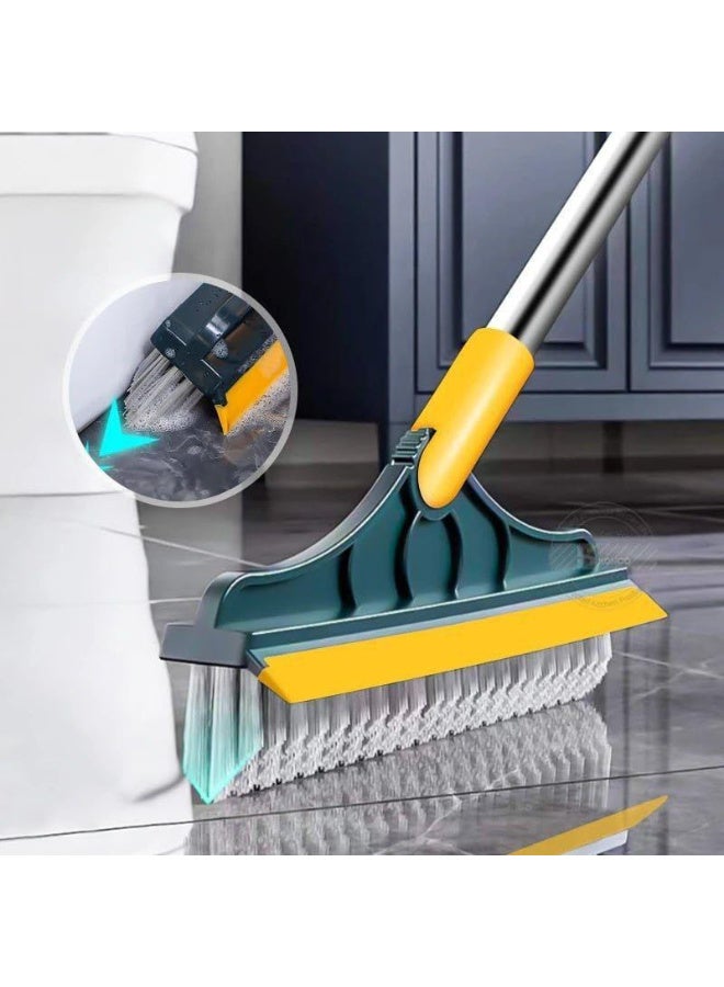 2 in 1 Floor Scrubber Brush with Upgraded Long Handle 3 Poles Stiff Bristle Scrubber Brush with 120 Degree Rotating Mop Rubber for Bathroom Glass and Kitchen Cleaning - Image 3