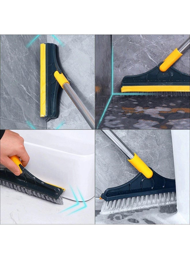 2 in 1 Floor Scrubber Brush with Upgraded Long Handle 3 Poles Stiff Bristle Scrubber Brush with 120 Degree Rotating Mop Rubber for Bathroom Glass and Kitchen Cleaning - Image 4