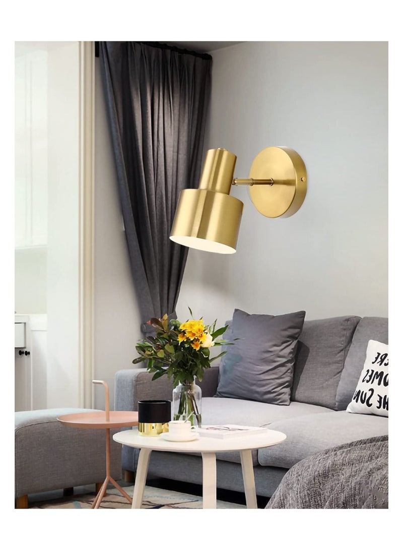 Y&D Gold Modern Wall Light Fixtures, Mounted Reading Lights, 280° Adjustable Lampshade Fixture Brass Bedside lamp Bathroom Vanity Lights for E26 base light bulbs  - Image 3