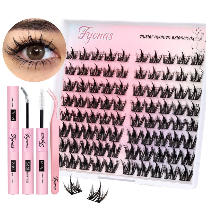 Fyonas Manga Lash Clusters Kit Natural Eyelash Clusters Spiky Lash Extension Kit 80Pcs Anime Cluster Eyelash Extensions with Waterproof White Lash Glue and Tweezers DIY at Home (Cutey Kit-B) - Image 1