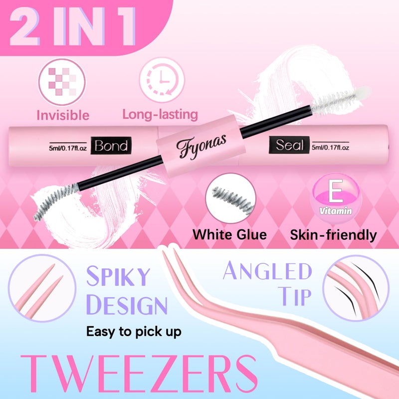Fyonas Manga Lash Clusters Kit Natural Eyelash Clusters Spiky Lash Extension Kit 80Pcs Anime Cluster Eyelash Extensions with Waterproof White Lash Glue and Tweezers DIY at Home (Cutey Kit-B) - Image 4
