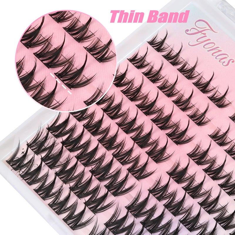 Fyonas Manga Lash Clusters Kit Natural Eyelash Clusters Spiky Lash Extension Kit 80Pcs Anime Cluster Eyelash Extensions with Waterproof White Lash Glue and Tweezers DIY at Home (Cutey Kit-B) - Image 3