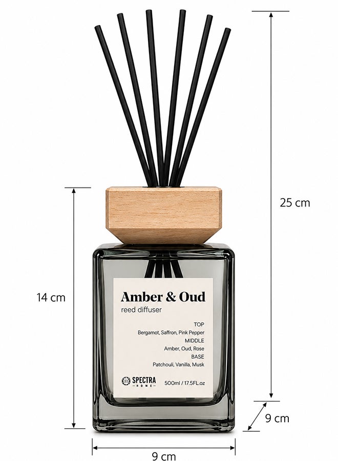 Spectra Home Reed Diffuser Amber & Oud, 500 ML | 1 Pack | Reed Diffuser Set, Oil Diffuser & Reed Diffuser Sticks, Home Decor & Office Decor, Fragrance and Gifts - Image 3