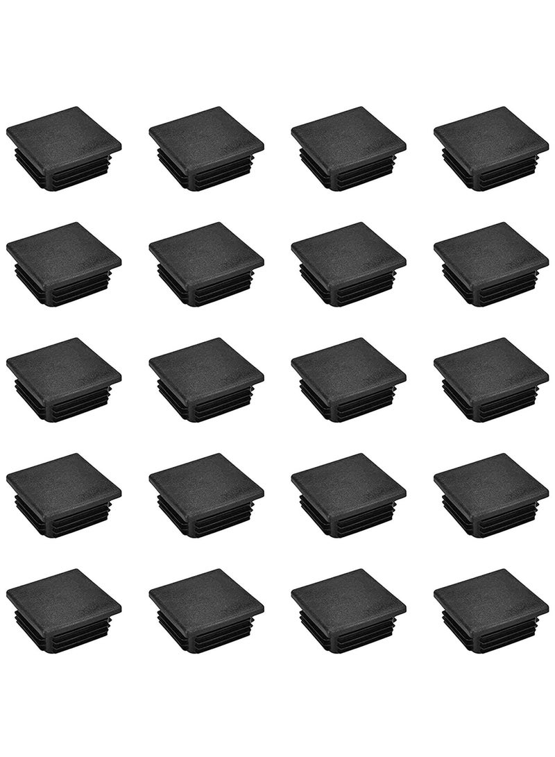 Y&D SYOSI 20 Pcs Square Plastic End Caps, Black Rectangle Plugs Fence Post Pipe Tube Cover Chair Leg Covers, 50x50mm Caps  - Image 1