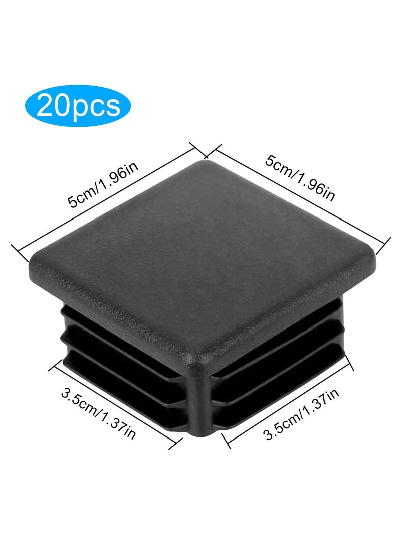Y&D SYOSI 20 Pcs Square Plastic End Caps, Black Rectangle Plugs Fence Post Pipe Tube Cover Chair Leg Covers, 50x50mm Caps  - Image 2