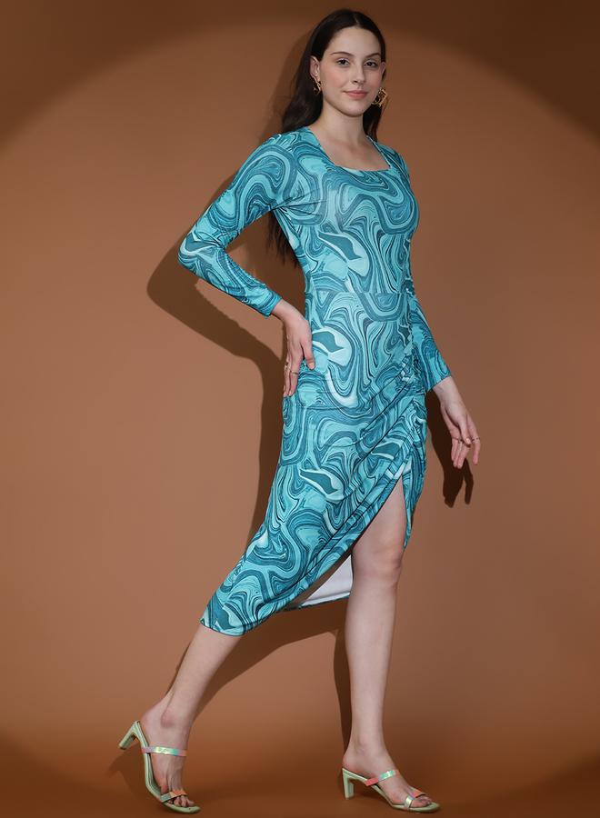 كوتي فستان ميدي بطبعة دوامة - Image 5