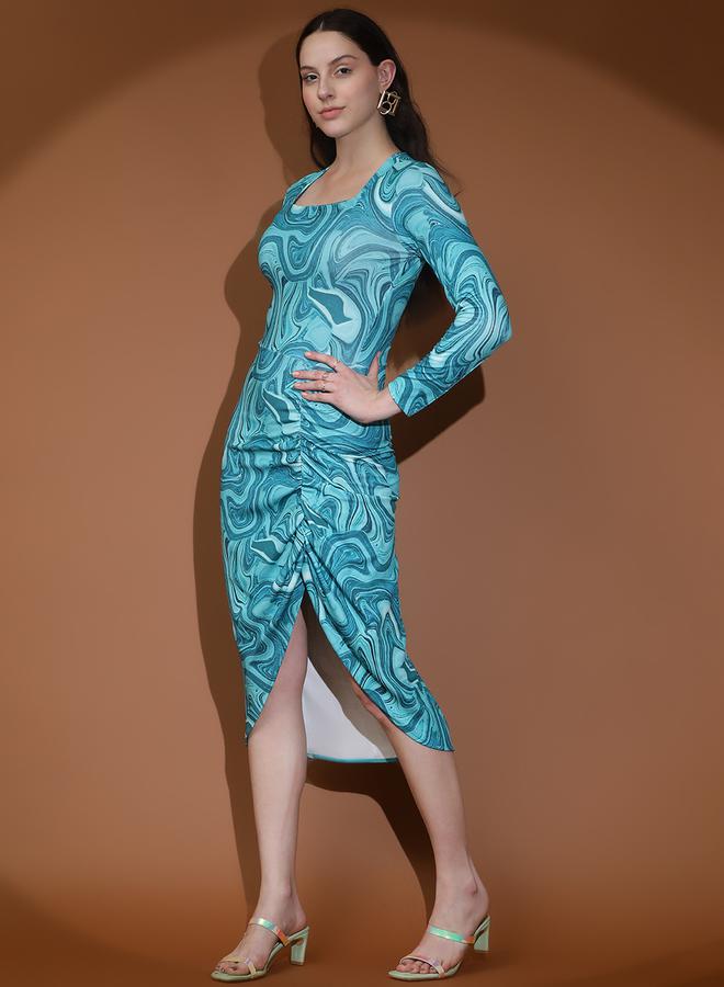 كوتي فستان ميدي بطبعة دوامة - Image 4