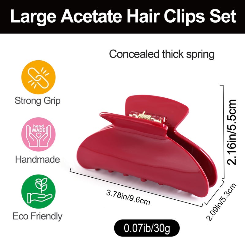 Fsmiling Big Claw Hair Clips for Women Hair Jaw Clips Large Hair Claw Clamps Acetate Hair Clip 2 Pack,Tortoise/Red - Image 5