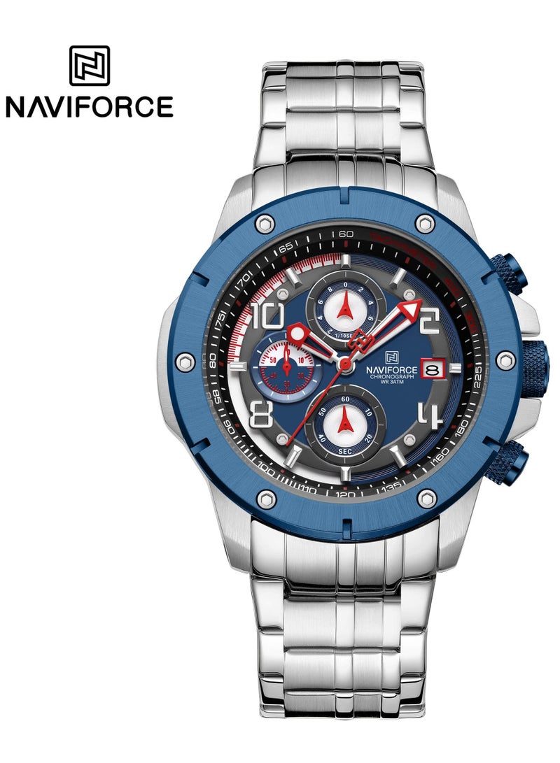 NAVIFORCE Stylish Chronograph Watch for Men with Stainless Steel Bracelet Sporty Dial Luminous Hands and Water Resistant Design for Everyday Casual and Formal Wear  - Image 1