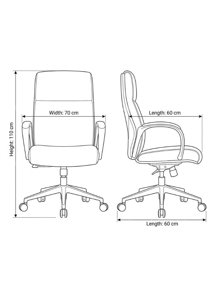 KARNAK Bryan Medium Back Office Chair with PU Leather Upholstery, Adjustable Height, Swivel Wheels & Tilt Mechanism(Grey) - Image 2