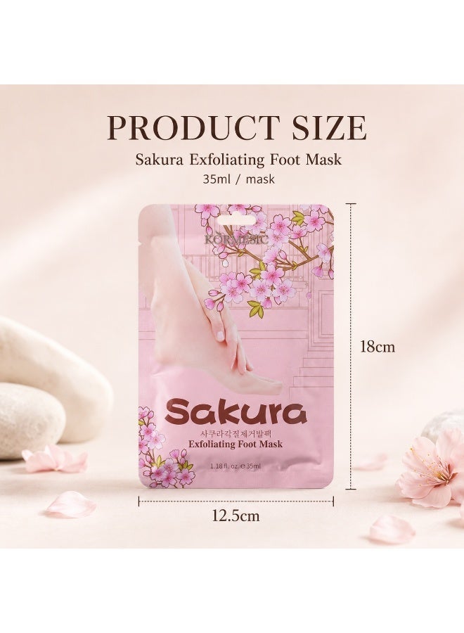 Kormesic SakuraGlow 5-Piece Exfoliating Foot Mask Set, 35ml per Mask, Gentle Peeling and Hydrating Foot Care for Dry and Rough Skin - Image 5