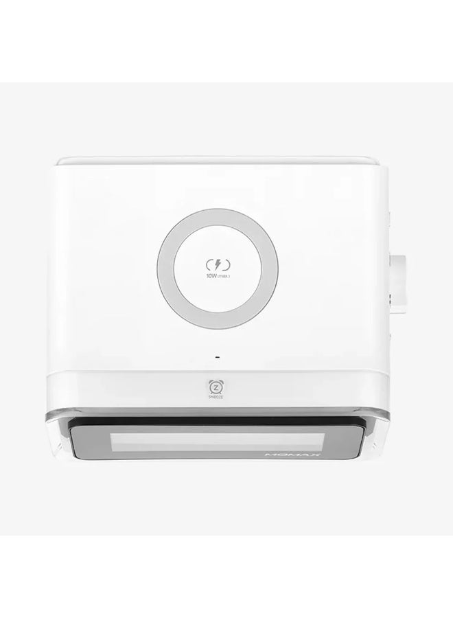 MOMAX QC2UKW Q.CLOCK² Digital Clock with 10W Wireless Charger and Bluetooth Speaker -White - Image 4