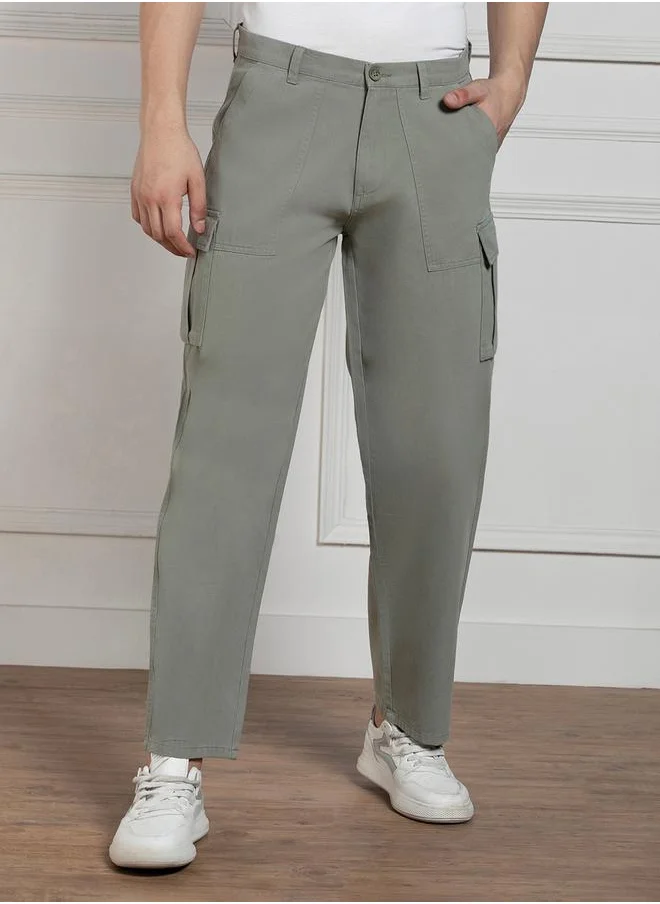Dennis Lingo Solid Stretchable Cargo Trousers by Styli