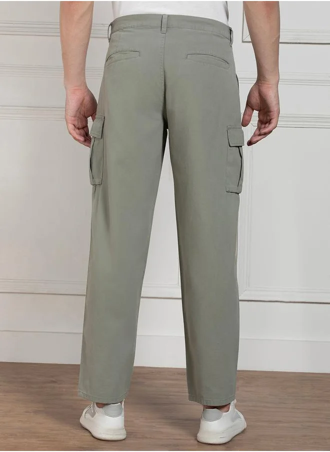 Dennis Lingo Solid Stretchable Cargo Trousers by Styli
