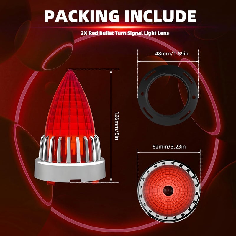FATECIM 2 Pcs Bullet Turn Signal Light Red Lens - Image 5