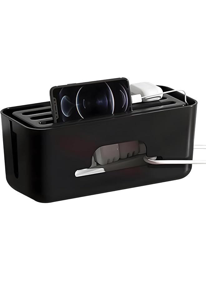Cable Management Box - Large Wire Organizer with Slotted Top, Power Strip Holder for Living Room, Bedside, Home, Office Desk