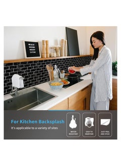 KASTWAVE 4-Sheet Peel and Stick Tile Backsplash - 12"x12" Premium Kitchen Backsplash Peel and Stick Tile (Black Marble)  - Image 2