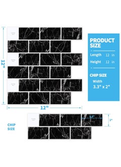 KASTWAVE 4-Sheet Peel and Stick Tile Backsplash - 12"x12" Premium Kitchen Backsplash Peel and Stick Tile (Black Marble)  - Image 5