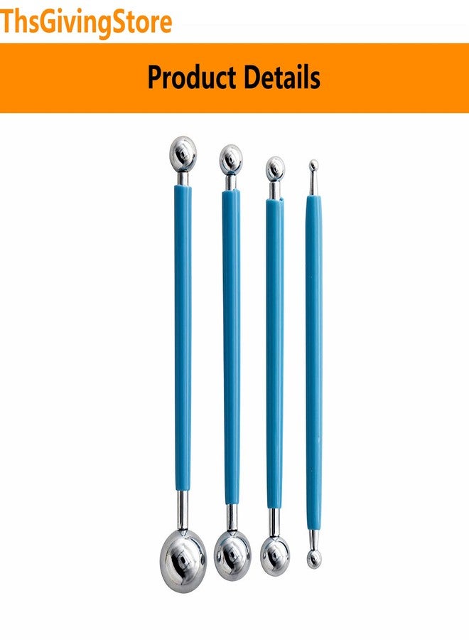 ThsGivingStore 4 Piece Clay Sculpting Tools Kit, Double-Ended Metal Ball Tools Stylus Cake Decoration Modeling Tools Set, Wax Carving Tools Embossing Tools - Image 4