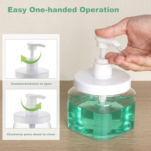 Decorniqu Pump Bottle Dispenser 2 Pack 550ml/18.6oz Lotion Dispenser Wide Mouth Plastic Refillable Lotion Pump Bottles Empty Bathroom Shower Containers for Hand Wash Shampoo Conditioner(Clear) - Image 4