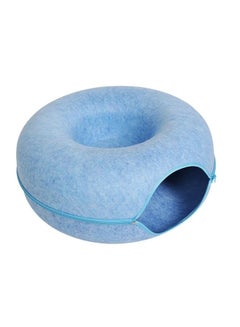 HAPPY PUSS Cat tunnel bed, round cave, donut shape cat house, removable cover with zipper, detachable and washable tunnel cat bed suitable for cats, dogs, and puppies to sleep. Blue color  - Image 5