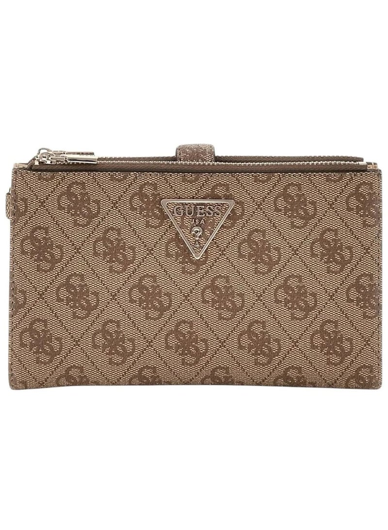 Guess Logo Print Women's Wristlet Wallet Organizer with Gold Triangle Hardware