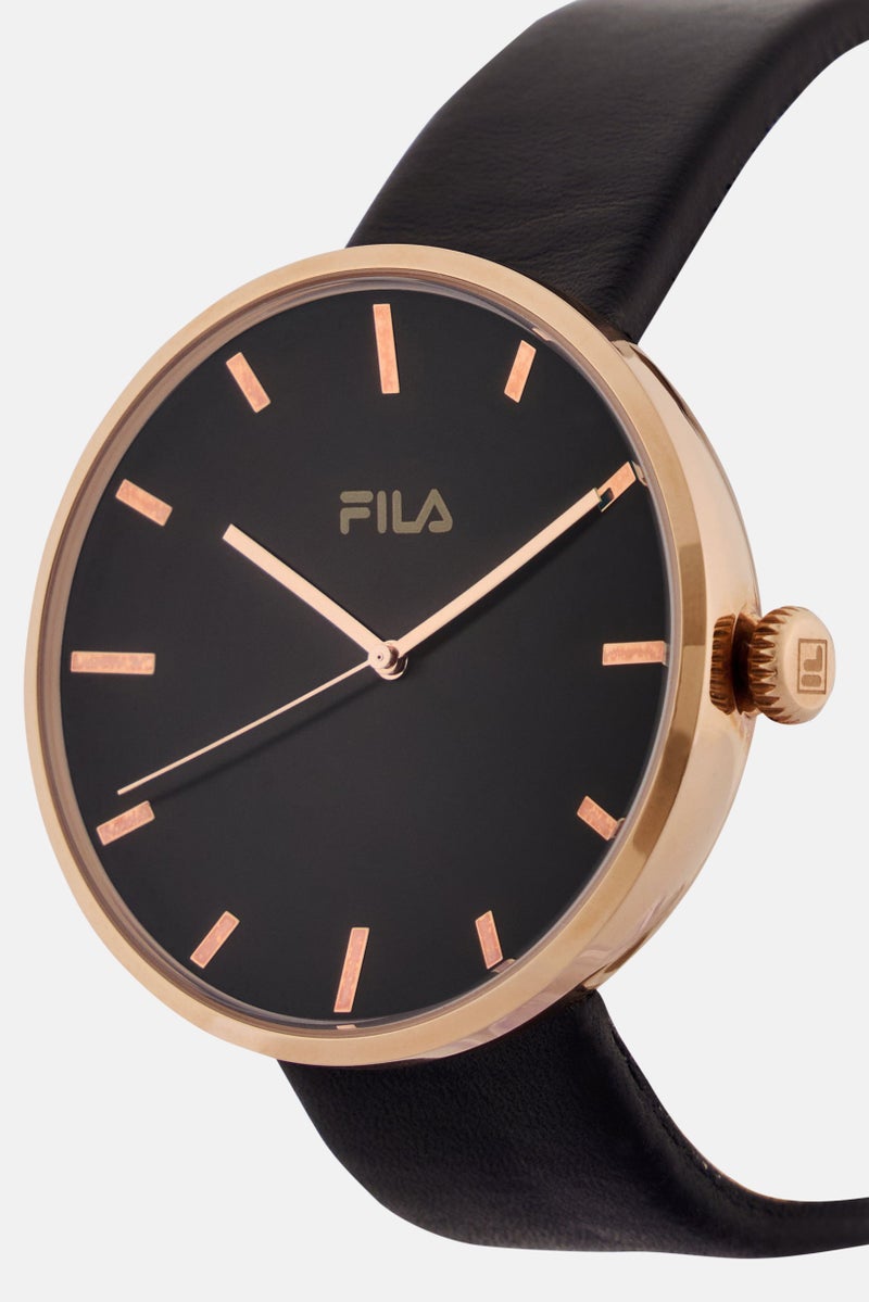 FILA Men 38-177-102 Leather Analog Watch 42 mm, Black - Image 3