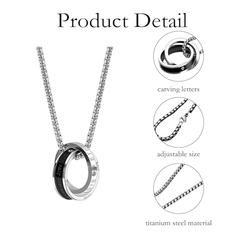 XFSAFDM Silver Chain For Man, Anti Tarnish Double-Ring Pendant Necklace, Stylish Accessories For Men, Locket For Men Stylish Suitable For Gift For Valentine'S Day And Anniversaries, Length 60cm - Image 3