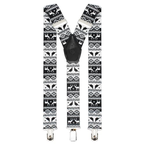 Peluche Fauna Black Coloured 3.5cm Strap Width Elastic Suspenders for Men - Image 1