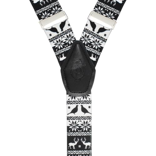 Peluche Fauna Black Coloured 3.5cm Strap Width Elastic Suspenders for Men - Image 5