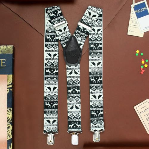 Peluche Fauna Black Coloured 3.5cm Strap Width Elastic Suspenders for Men - Image 2