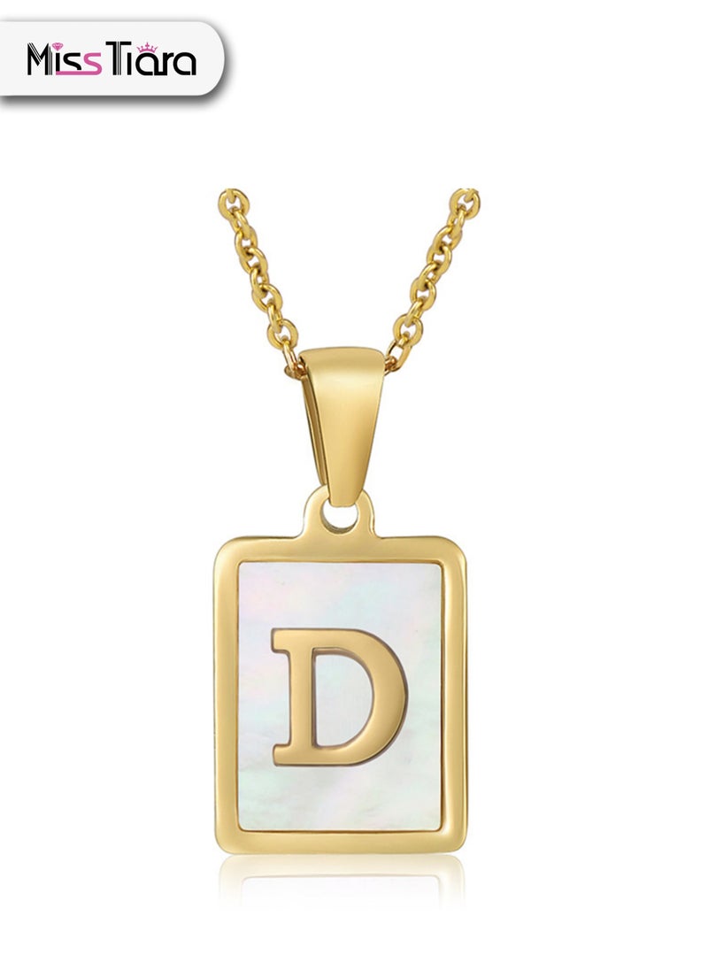 MissTiara - Capital Letter A-Z Initial Chain Necklace For Girls Women Stainless Steel Square Charm A-Z Alphabet Pendant Necklace Good idea for birthday gifts graduation commemorations or classmate gifts - Image 1