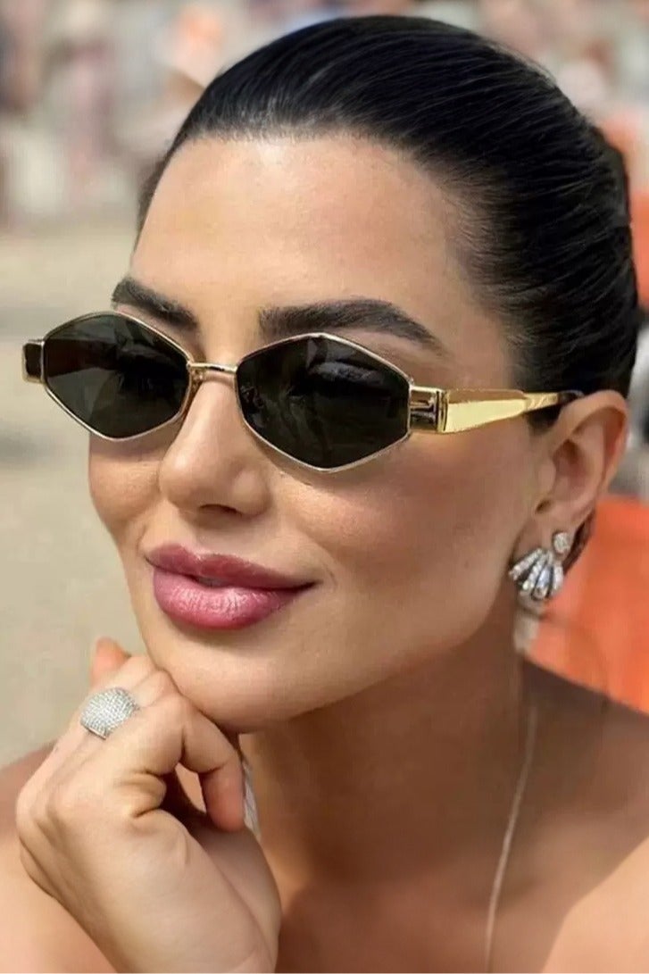 Manhua Luxury metal framed polygonal sunglasses,unisex,trendy UV resistant UV400 sunglasses,including glasses case cleaning cloth - Image 1