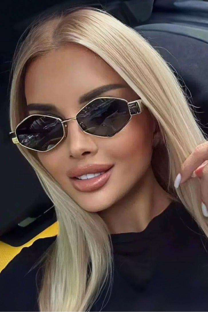 Manhua Luxury metal framed polygonal sunglasses,unisex,trendy UV resistant UV400 sunglasses,including glasses case cleaning cloth - Image 3
