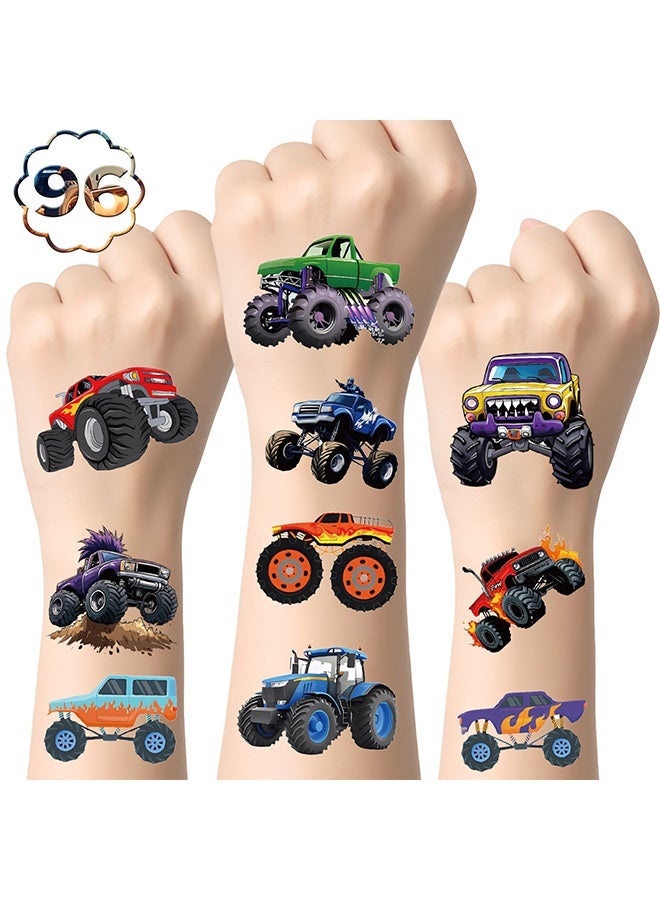 Quantum 96 Pcs Monster Truck Temporary Tattoos for Kids - Car Truck Theme Fake Tattoo Stickers - Waterproof Non-Toxic Temporary Tattoos for Kids Birthday Party Monster Truck Party Supplies - Image 5