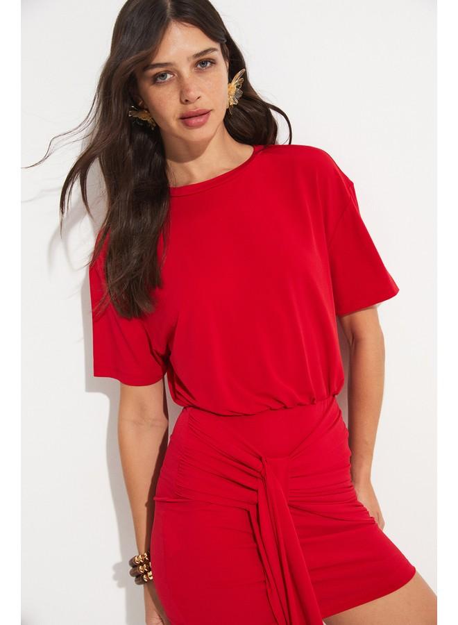 جون فستان قصير من الجيرسيه بعقدة - Image 4