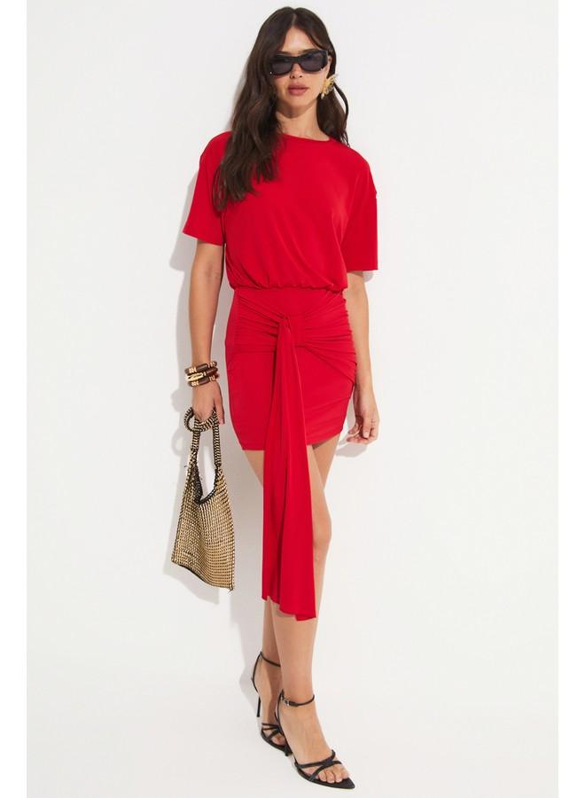 جون فستان قصير من الجيرسيه بعقدة - Image 2