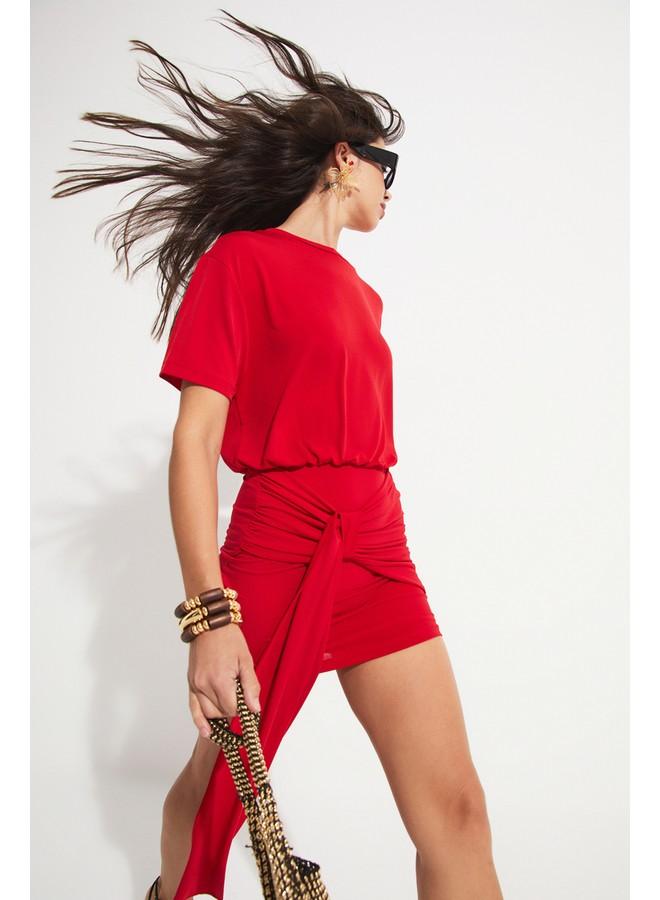 جون فستان قصير من الجيرسيه بعقدة - Image 1