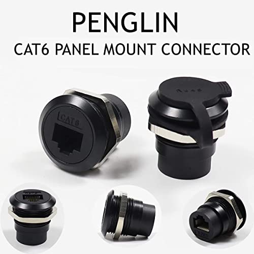 PENGLIN 5PCS RJ45 Panel Mount Connector,Double Head CAT6/5e /5 Ethernet LAN Cable Connector Adapter Female to Female with Waterproof/Dust Cap - Image 2