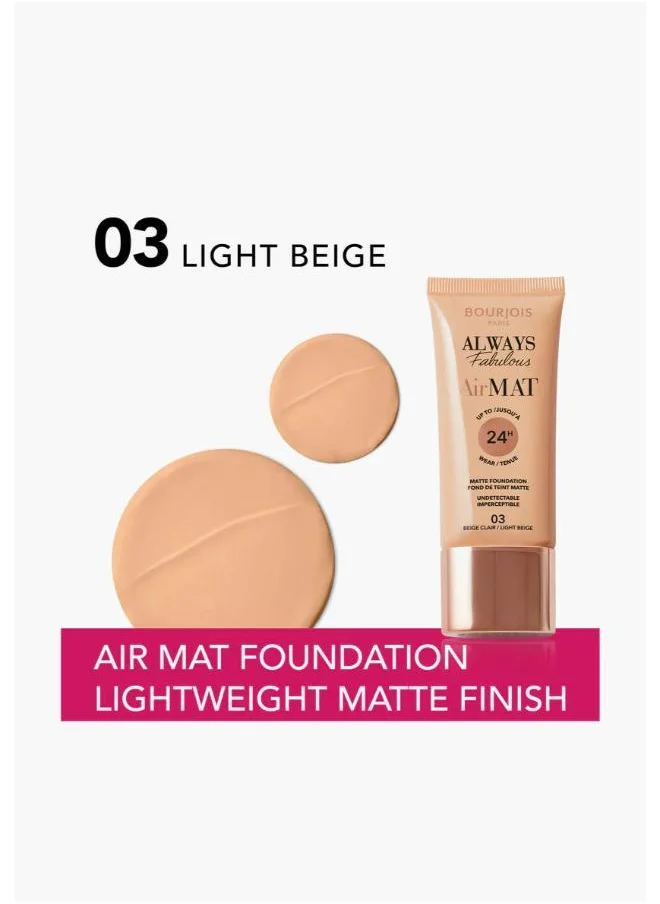 بورجوا باريس Always Fabulous Air Mat Foundation - 003 - Light Beige, 30Ml