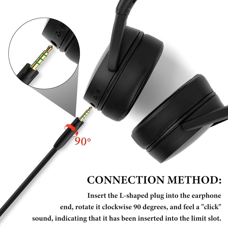 جيكريا كابل صوتي متوافق مع سماعات Sennheiser Momentum 4/3/2، HD1 On-Ear، HD 458BT، HD 400S، HD4.50SE، HD4.50، HD350BT، كابل بديل من 3.5 مم إلى 2.5 مم (4 أقدام / 1.2 متر) - Image 5