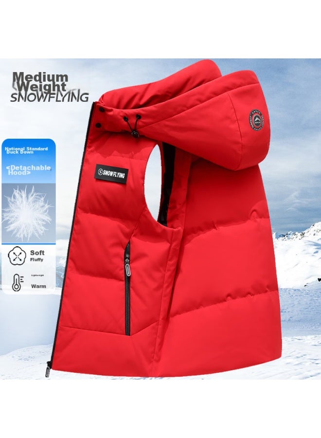 Flying in the snow Xuezongfei Down Vest For Men, Cold-resistant, Autumn And Winter Thick Style, Warm, Detachable Hood, Short Fashion Casual Vest 185 - Image 1