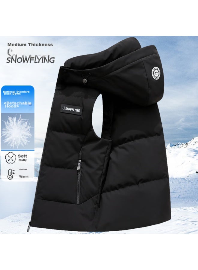 Flying in the snow Xuezongfei Down Vest For Men, Cold-resistant, Autumn And Winter Thick Style, Warm, Detachable Hood, Short Fashion Casual Vest 185 - Image 2