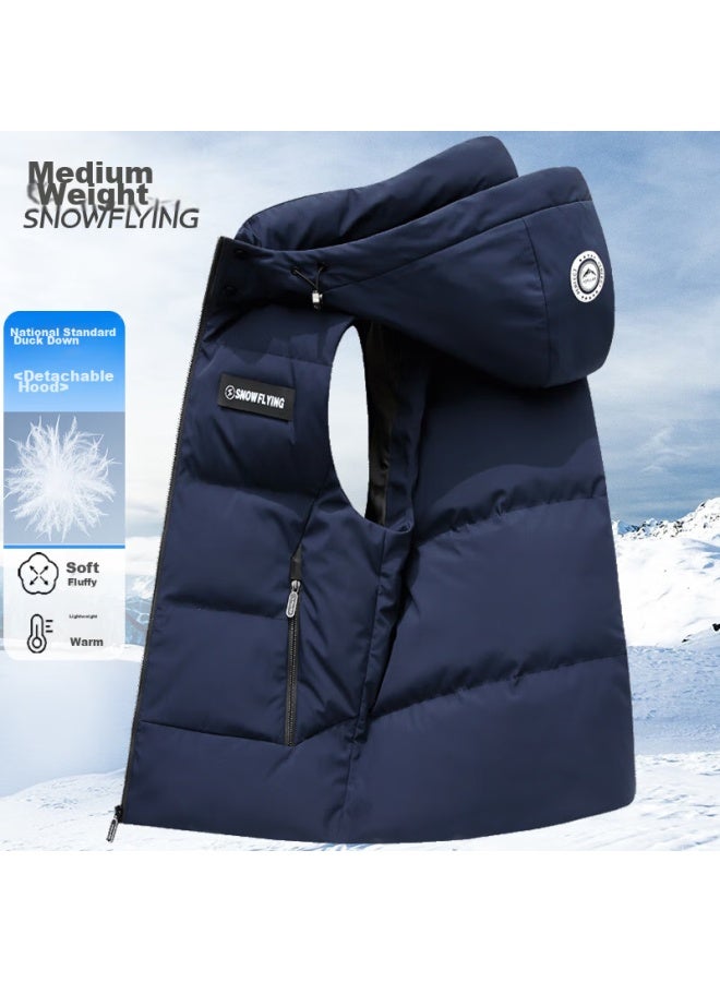 Flying in the snow Xuezongfei Down Vest For Men, Cold-resistant, Autumn And Winter Thick Style, Warm, Detachable Hood, Short Fashion Casual Vest 185 - Image 3