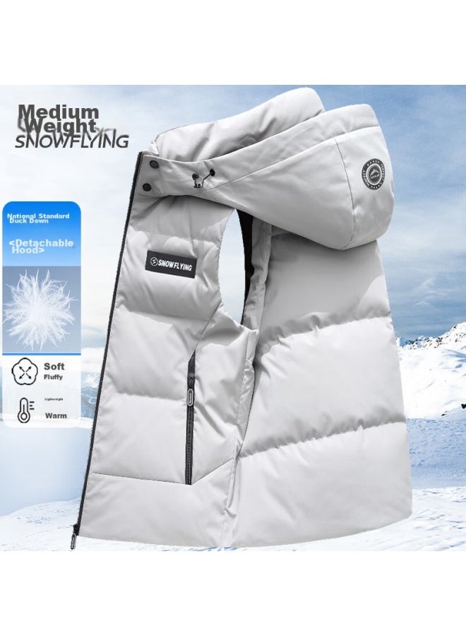 Flying in the snow Xuezongfei Down Vest For Men, Cold-resistant, Autumn And Winter Thick Style, Warm, Detachable Hood, Short Fashion Casual Vest 185 - Image 4