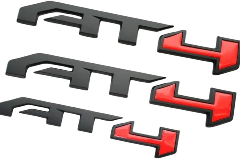 AT4 Badge Emblems 3-Piece Set in Glossy Black & Red for GMC Yukon, Sierra, and Canyon (2021-2023) - Image 2