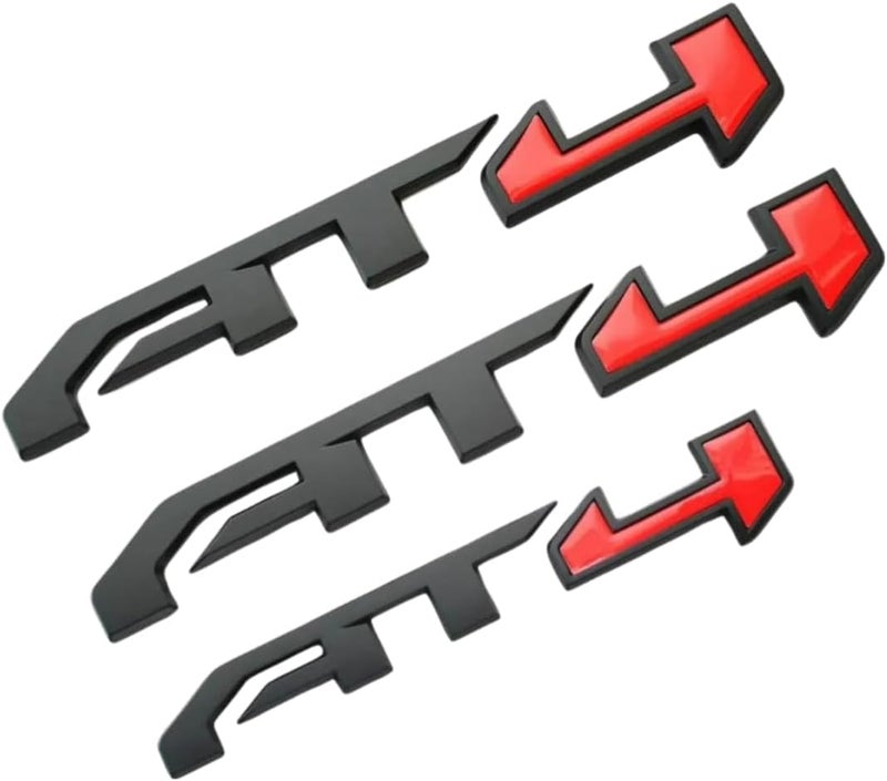 AT4 Badge Emblems 3-Piece Set in Glossy Black & Red for GMC Yukon, Sierra, and Canyon (2021-2023) - Image 3