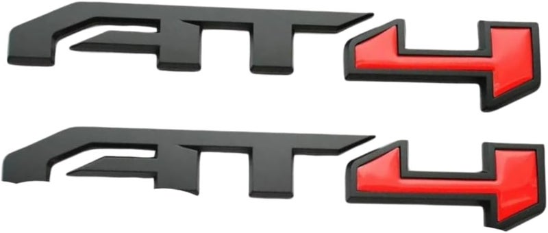 AT4 Badge Emblems 3-Piece Set in Glossy Black & Red for GMC Yukon, Sierra, and Canyon (2021-2023) - Image 5